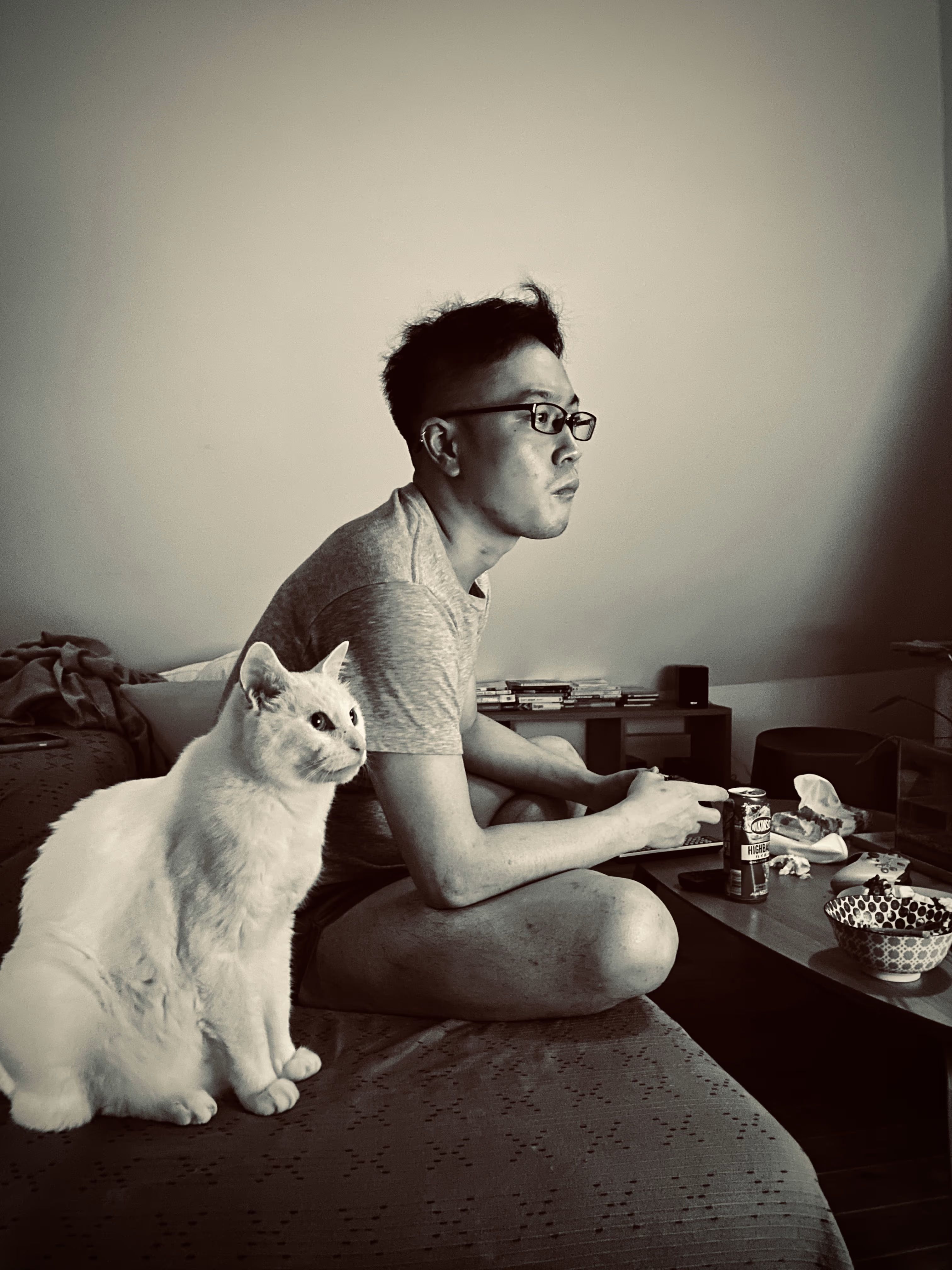 Kensho and Shiro playing video games.